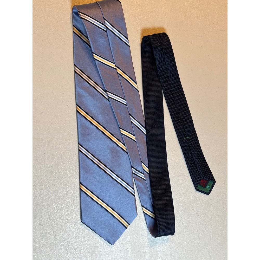 Tommy Hilfiger Men's Silk Stripe Necktie‎ Blue Yellow White Black Formal Note! - Picture 7 of 12